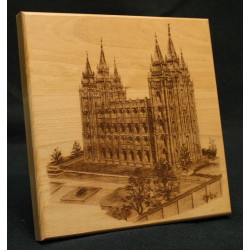 Wood Temple Etching 9x9