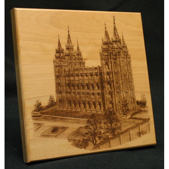 Wood Temple Etching 9x9